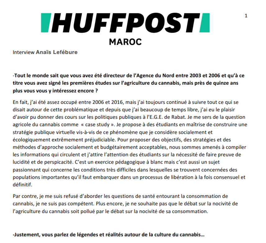 Agriculture du cannabis Huffpost Lefebure 2015