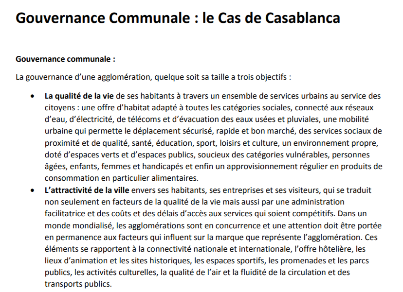 Gouvernance communale le cas de Casablanca