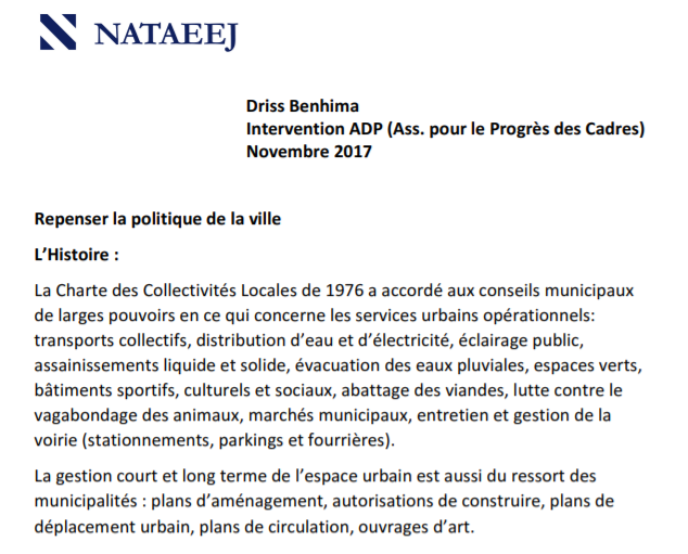 Repenser la politique de la ville ADP Novembre 2017