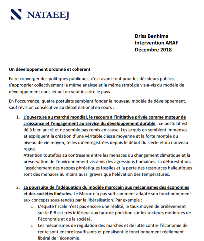Un developpement ordonne ARAF Decembre 2018